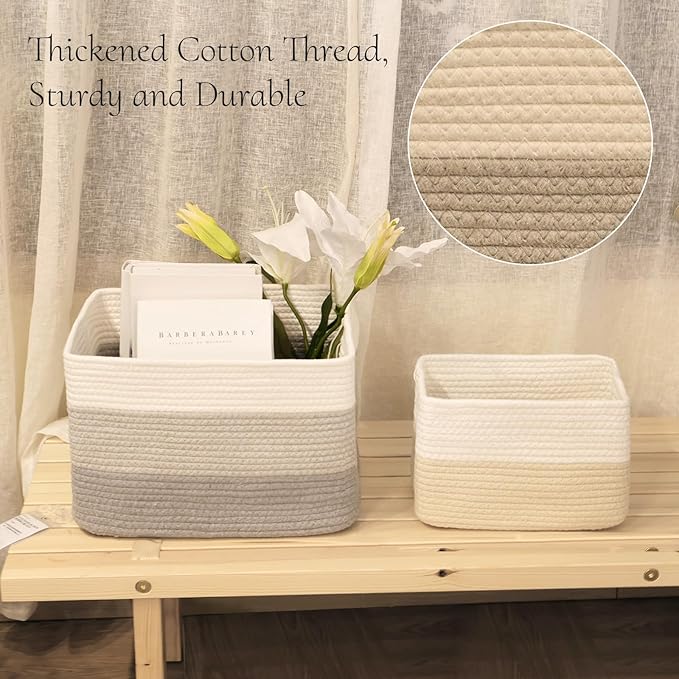 Hopegiver Woven Storage Baskets 15x11x10 Inch, 1 Pack Collapsible Cube Storage - Image 3