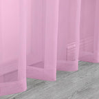 Chyhomenyc Pink Sheer Curtains 45 Inch Long 2 Panels, Light Filtering Rod - Image 5