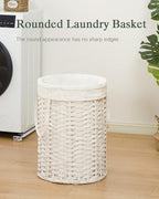 Laundry Hamper Laundry Basket Round 19.0 Gal Handwoven Rattan Laundry Basket - Image 2
