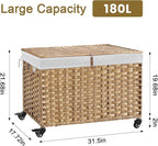 Rolling Storage Basket with Lid, 47.6 Gallon Storage Bin with Wheels, Woven - Image 4
