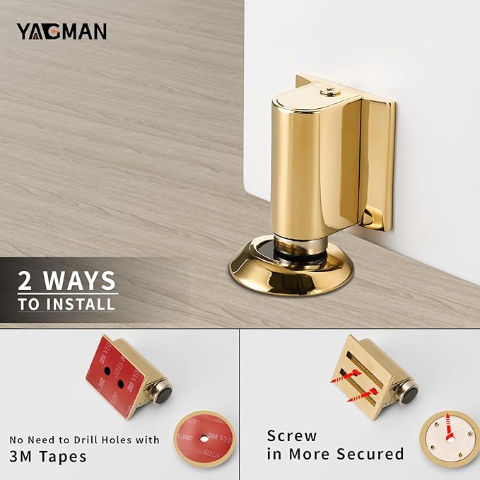 2 Pack Magnetic Door Stoppers Retractable Bottom of Door Holder No Drilling - Image 5