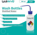 4pcs of Distilled Water Wash Bottles, Narrow Mouth, Self-Venting Safety Wash - Image 2
