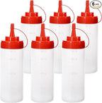 Condiment Squeeze Bottles Ketchup Dispenser, 6 Pack 12oz Squeeze Bottles by Katfort