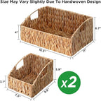 Ollieroo Natural Water Hyacinth Storage Baskets, Handwoven Wicker Storage Bins - Image 6