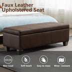 51 Inch Brown Faux Leather Ottoman - Image 4
