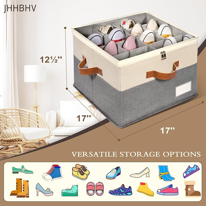 1 Pack Shoe Organizer for Closet, Adjustable Shoe Box Storage Containers - Image 6