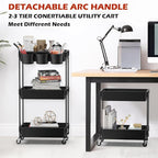 3-Tier Utility Rolling Cart, Mobile Utility Cart - Image 5
