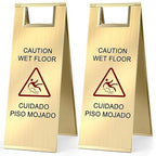 Kigley 2 Pcs Wet Floor Sign, 24 Inch Stainless Steel Caution Wet Floor Sign by Kigley