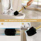 FORIOUS Toilet Brush and Holder Set, 304 Stainless Steel Long Handle and Heavy - Image 4