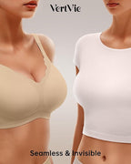 Vertvie Womens Seamless Bras No Underwire Supportive Wireless Push Up Full - Image 3