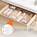 Lifewit 12 Pcs Large Bathroom Drawer Organizers, 3 Sizes Clear Plastic Storage - Image 5