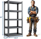 63" H Heavy Duty Garage Shelving, Metal Storage Shelves, Adjustable 5 Tier - Image 3