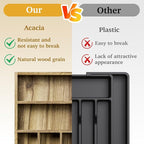 Acacia Wood Silverware Drawer Organizer, Kitchen Utensil Cutlery Drawer - Image 6