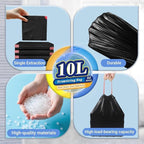 XUXRUS 2.6-3 Gallon Black Bathroom Drawstring Trash Bags - Image 2