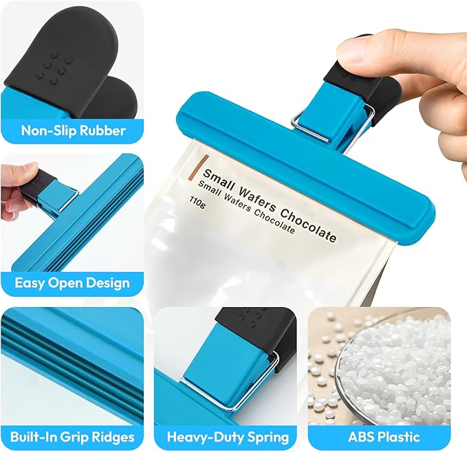 OWLKELA Chip Clip, 6 Pack Colors Wide Open Bag Clips - Image 3