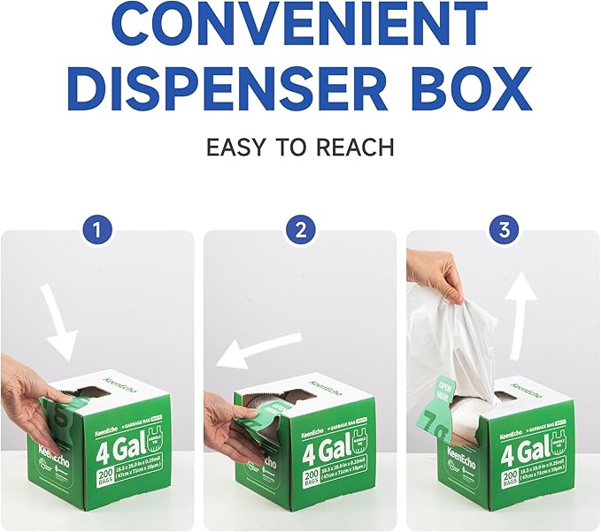Small Trash Bags with Handles 8 Gallon 160 Count White - Image 3