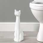 Allure Home Creation White Cat 2-Piece Toilet Brush Holder and Brush Set - Image 3