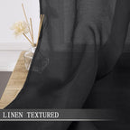 Tollpiz Sheer Curtains Linen Textured Bedroom Curtain Sheers Light Filtering - Image 2