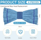 Lallisa 4 Pcs Commercial Mop Head Replacement Tube Microfiber Industrial Looped - Image 2