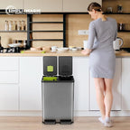 SIMPLI-MAGIC 16 Gallon Elegant Black Step Trash Can – Dual Compartment Kitchen - Image 8