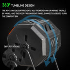 Hourleey Compost Bin Outdoor, 43 Gallon Dual Chamber Tumbling Composting Bin - Image 3