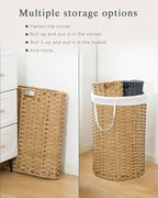 Large Laundry Hamper Laundry Basket Round 34.3 Gal Handwoven Wicker Laundry - Image 5