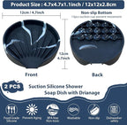 Self Draining Soap Dish, Silicone Suction Cup Soap Holder Tray Savers Container - Image 3
