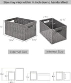 StorageWorks Round Paper Rope Storage Baskets, Rectangular Wicker Baskets - Image 2