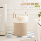 Laundry Basket, Woven Cotton Rope Laundry Hamper, 80L - Image 2