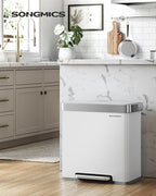 SONGMICS Kitchen Trash Can, 16 Gallon Dual Compartment Garbage Can, 60L Pedal - Image 2