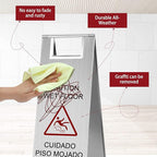 LEIFIDE 4 Pcs Stainless Steel Wet Floor Caution Sign Bulk 8.8 Pound Portable - Image 3