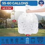 Fuxury 55-60 Gallon Heavy Duty Trash Bags, 23 Mic Thick, 38x58 in, Star-Seal - Image 2