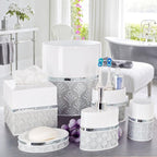 Creative Scents Mirror Damask Small Bathroom Trash Can 1.58 Gal / 6L - Image 2