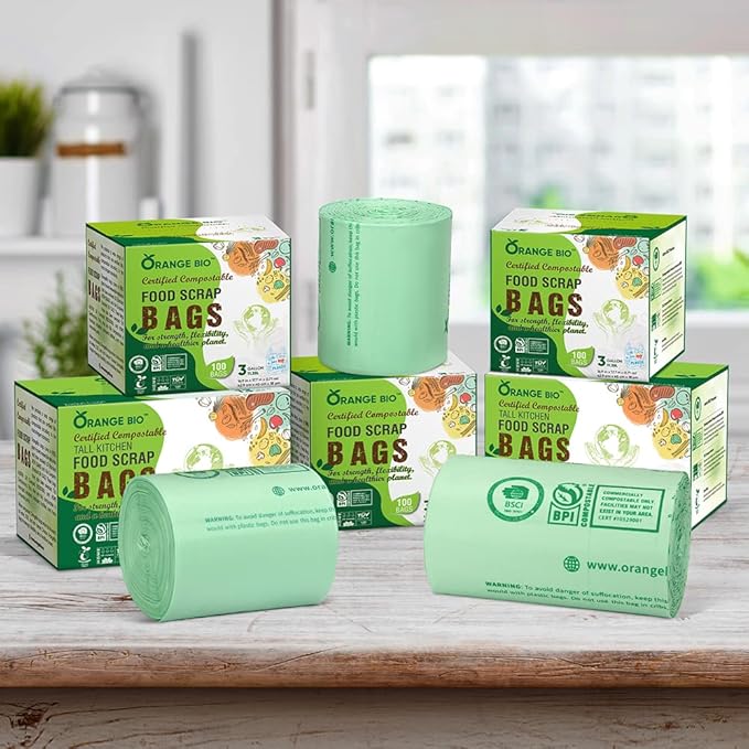 OrangeBio 3 Gallon Compostable Trash Bags, Food Grade, Plant-based, - Image 7