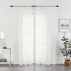Chyhomenyc Sheer Ivory Curtains 90 inches Long 2 Panels, Light Filtering Soft by Chyhomenyc