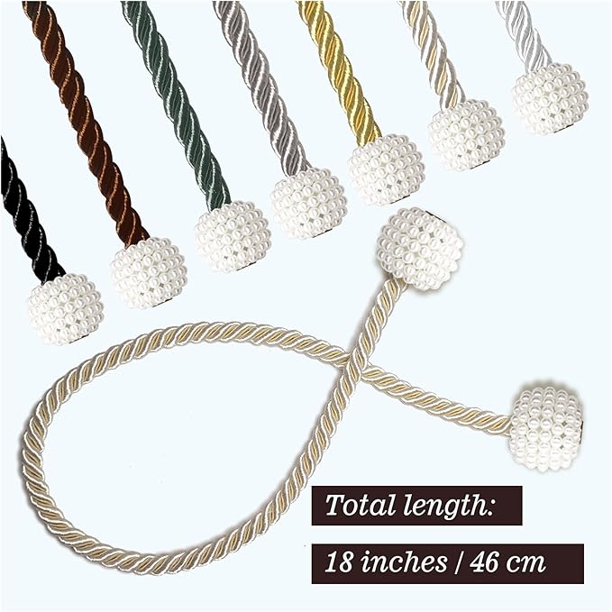 Hion Magnetic Curtain Tiebacks Beige 2pcs, Curtain Tiebacks Buckles Holdbacks - Image 7