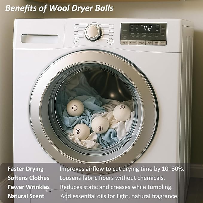 Sheep Wool Dryer Balls 4 Pack XXL Premium Natural Fabric Softener, Reusable - Image 3