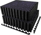 AIRHOP 0.56in Thick 96 Sq Ft Exercise Equipment Mats, 24 Tiles Upgraded Rubber by Airhop