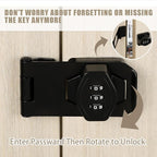 Password Rotary Hasp Locks, Digit Combination Lock Door Security Slide Latch - Image 6