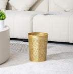 Small Gold Metal Trash Can Wastebasket, Decorative Hollow-Out Garbage Can Waste - Image 9