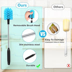 2-in-1 Stainless Steel Long Handled Water Bottle Brush, Soft Bottle Brush - Image 3