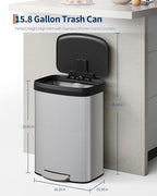 Garvee 16 Gallon / 60 Liter Stainless Steel Trash Can - Image 6