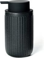 Black Ceramic Foaming Soap Dispenser, Speckled Rippled 12 oz Bottle by ABBINIMO