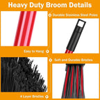 Maxcheck 6 Pcs Broom and Dustpan Set 54 Inch Heavy Duty Indoor Brooms - Image 4