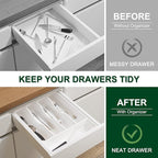Bellsal White Utensil Organizer 10 Inch Silverware Tray - Image 5