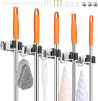 2Pcs 5 Racks 4 Hooks Stainless Steel Broom Mop Holder Anti Slip Wall Mount - Image 9