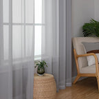 Chyhomenyc Sheer Light Grey Curtains 90 inches Long 2 Panels, Light Filtering - Image 2