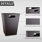 Leather Trash Can Bathroom Wastebasket, 16L/4.2 Gallon Office Garbage Can - Image 3