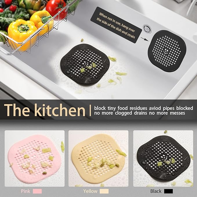 2 Pack Drain Cover Hair Catcher Sturdy Silicone Drain Protector Hair Stopper - Image 3