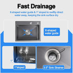 22x18 Inch Drop in Kitchen Sink, Handmade 304 Black Stainless Steel Sink - Image 6